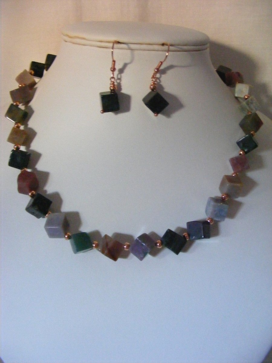 Multi Colour Jasper Gemstone Jewellery Set