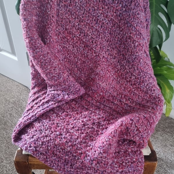 Handmade crochet blanket,  pink, baby blanket, crib, pushchair