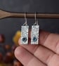 Textured Sterling Silver & Blue Topaz Earrings – Geometric Rectangle Earrings - Image 3