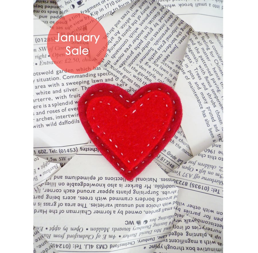 Sale - Free Postage - Felt Heart Fridge Magnet