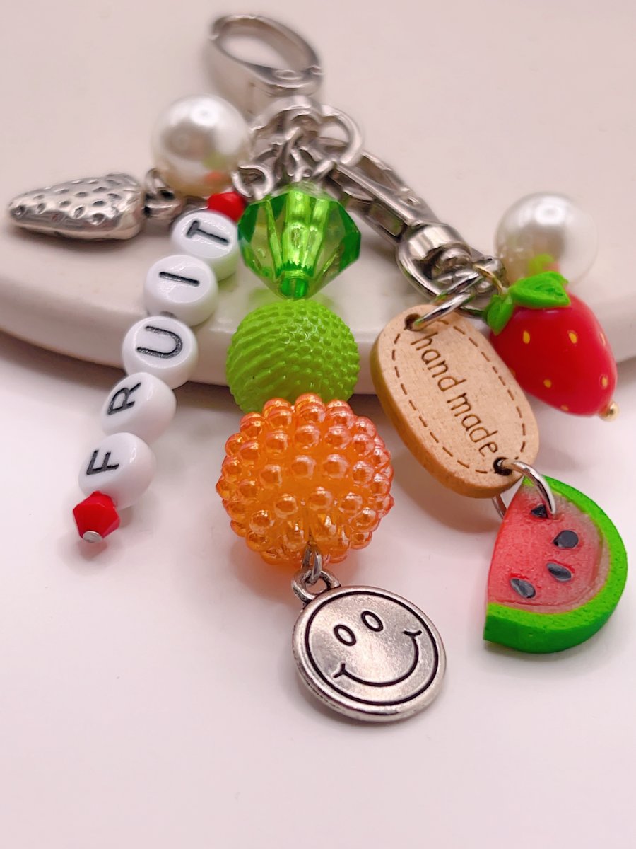 Fruit Bag Charm Keyring, Watermelon Fruit Keychain, Bag Accessory for Gift