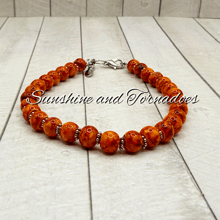 Orange Glass Bead Bracelet – Handmade Stackable Beaded Jewellery