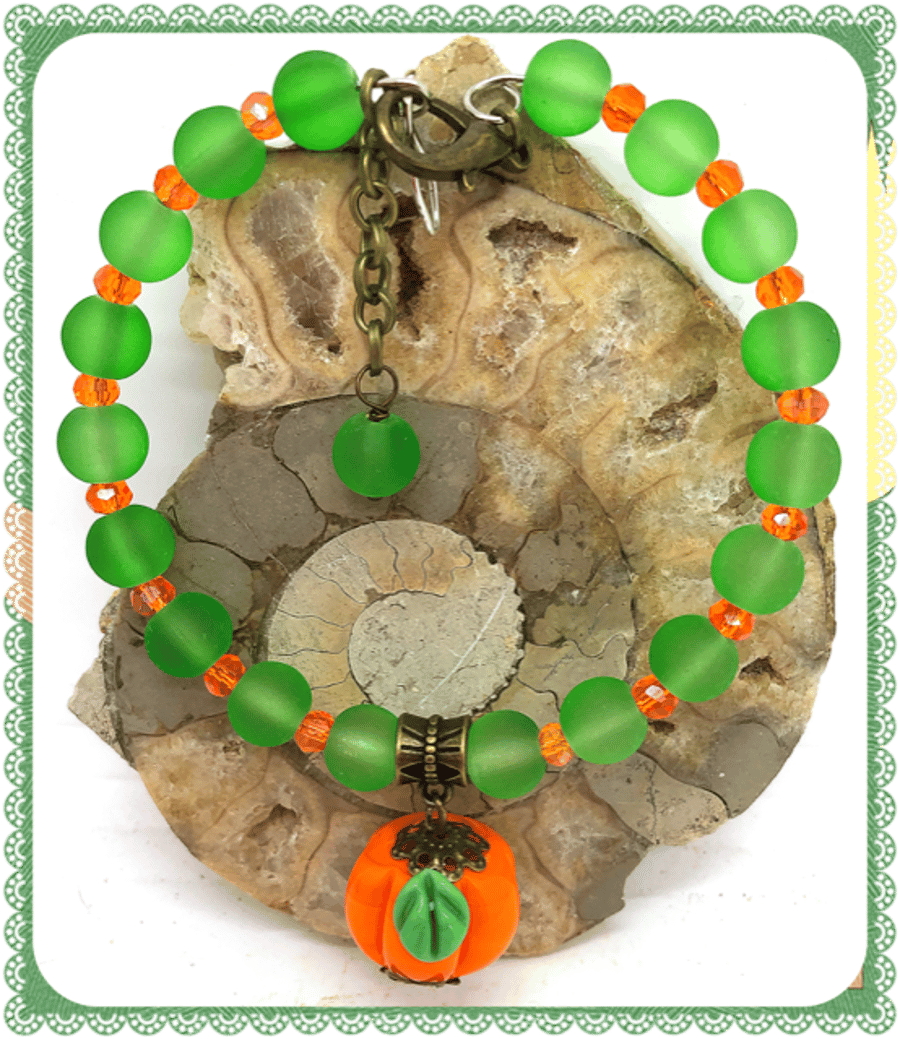 OOAK Pumpkin bangle style bracelet