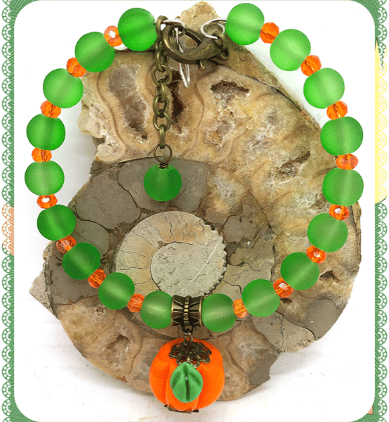 OOAK Pumpkin bangle style bracelet