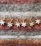 6 natural wooden flower design stitch markers for knitting and crochet