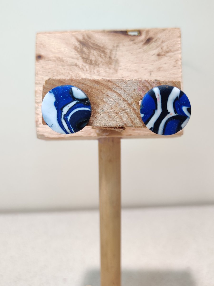 Scrap blue stud earrings