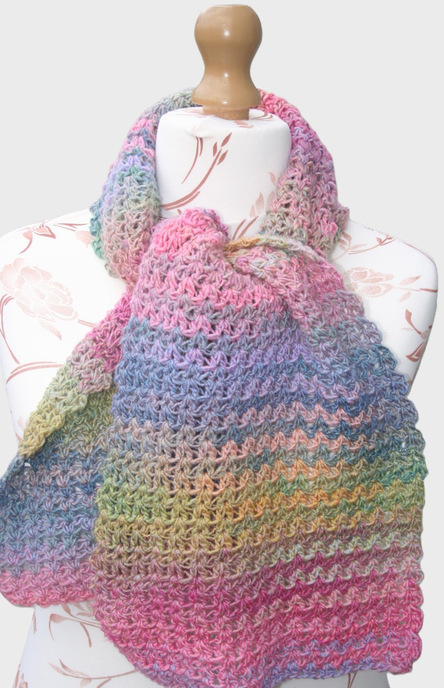 Pretty Variegated Crochet Scarf 