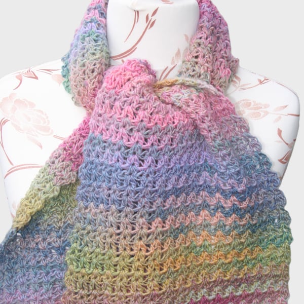 Pretty Variegated Crochet Scarf 