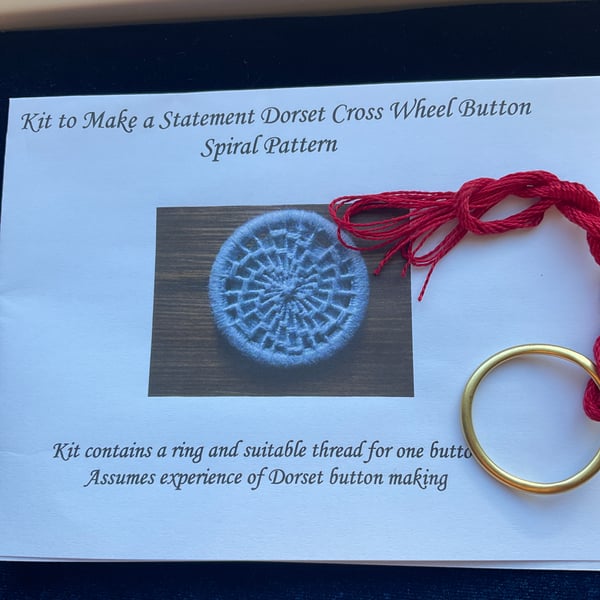 Kit to Make a Statement Dorset Button, Spiral Design, Crimson