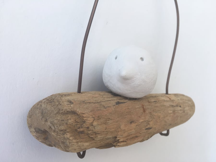 Bird on a Driftwood wire, wire art, wall art, sculpture, driftwood art 
