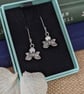 Silver Orchid Earrings - Handmade Silver Flower Drop Earrings - Image 5