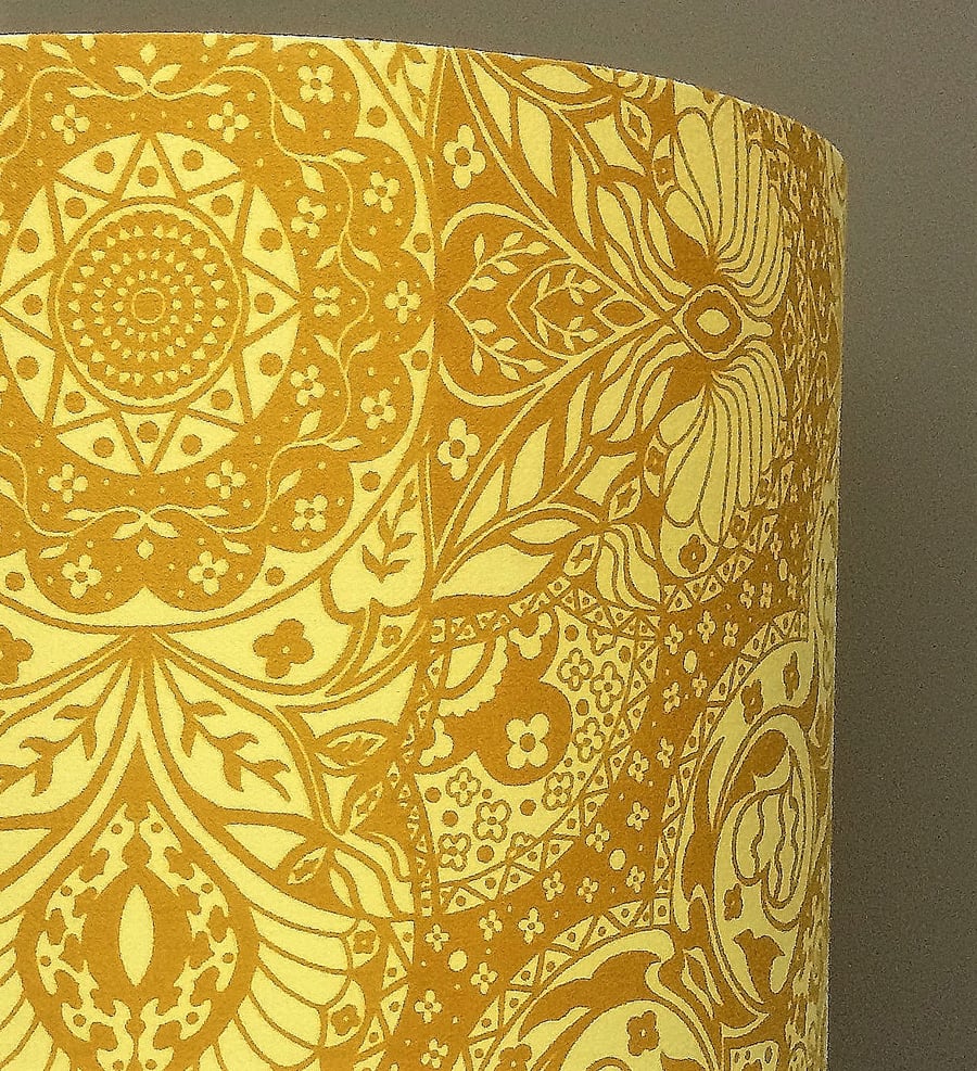 Smart Yellow and Mandala Style Lampshade in David Whitehead Vintage Fabric 