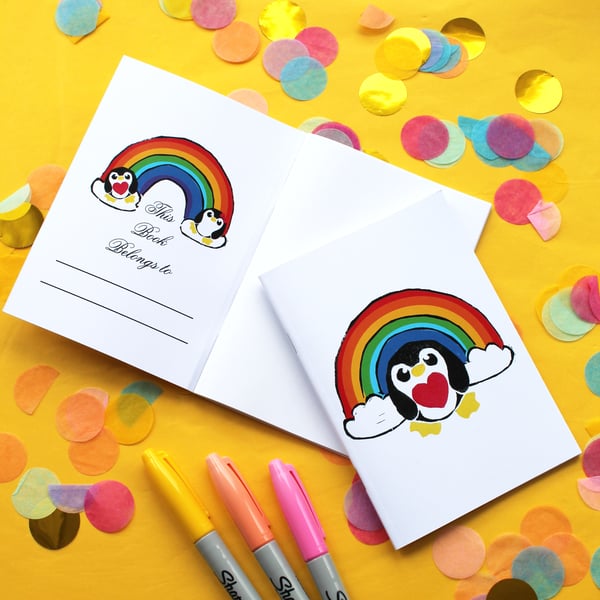 Rainbow Penguin A6 Notebook