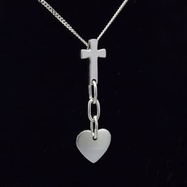 Lovespoon inspired cross, chain and heart necklace