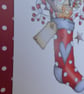 Snowman in a Stocking Christmas Card - Happy Christmas - Hearts - Image 3