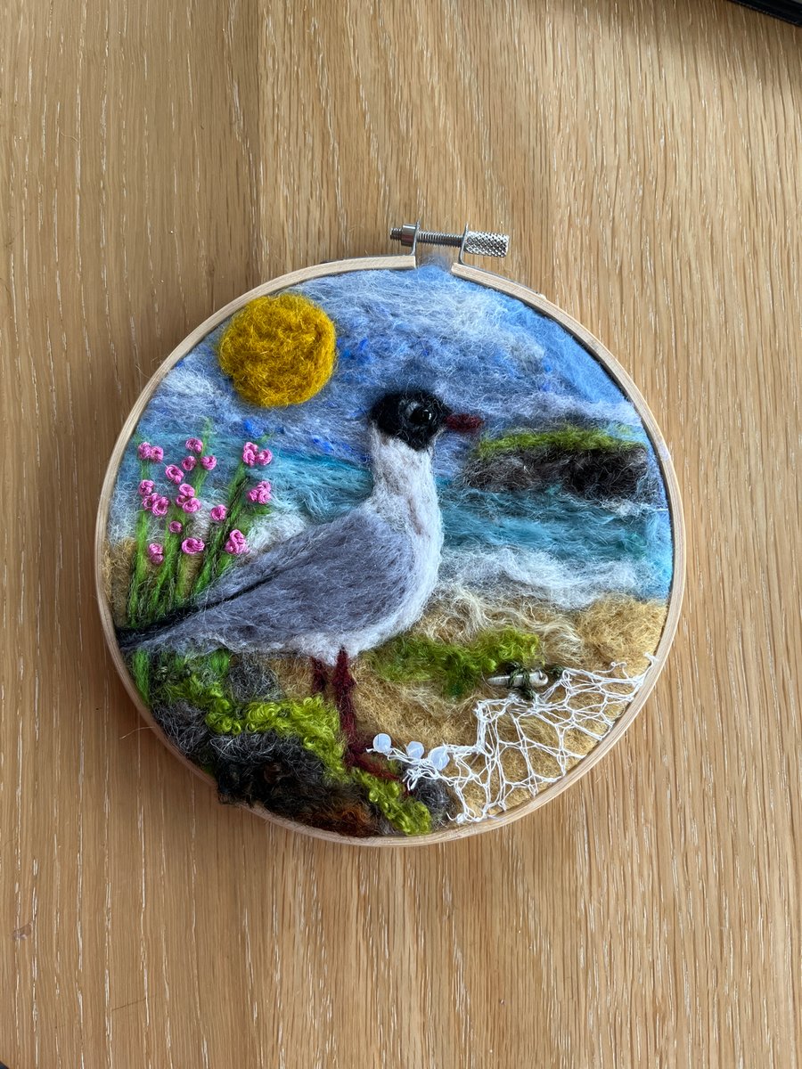 Black-headed gull-seaside-picture-needle felted-coastal decoration 