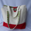 Handmade Shoulder Bag in Cream and Red