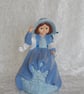 Blue Ceramic Hand Painted Girl Lady Figurine Free Standing Ornament Decoration. - Image 1