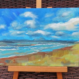 Beach Scene 1 Art Original Acrylic Painting on Canvas OOAK 