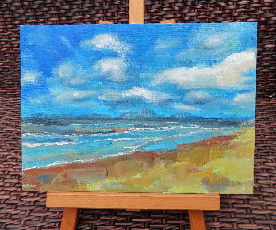 Beach Scene 1 Art Original Acrylic Painting on Canvas OOAK 