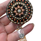 Hand painted mandala Badge Reel