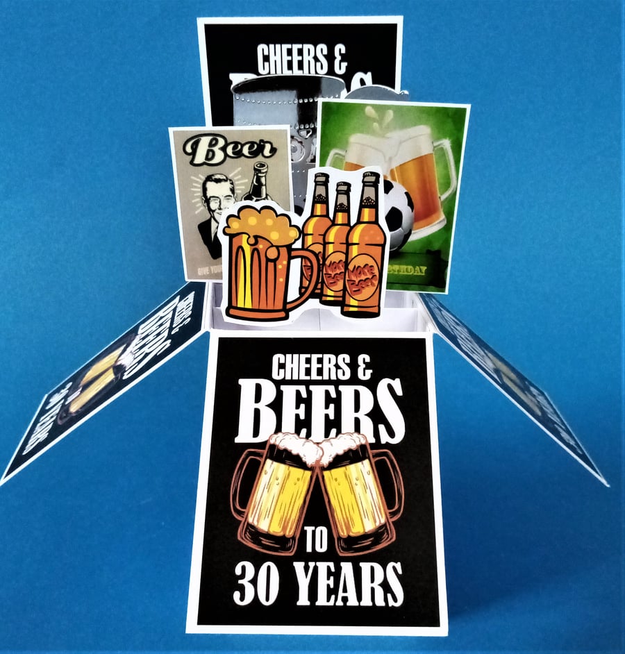 Men's 30th Birthday Card with Beer