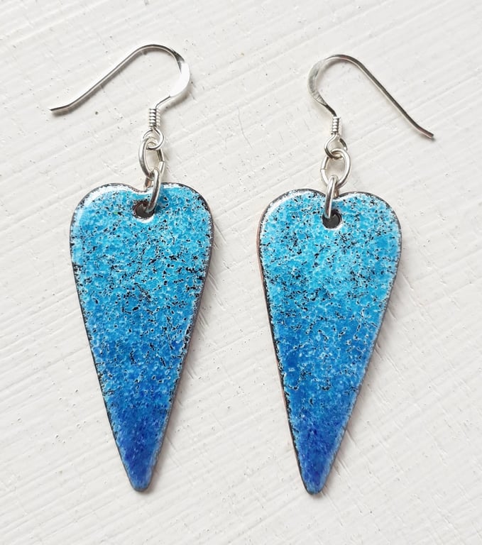 Long Heart Shaded Pendant Earrings