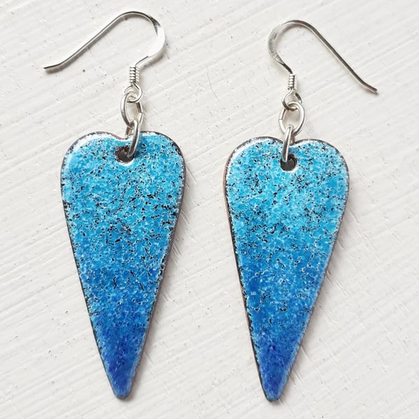 Long Heart Shaded Pendant Earrings