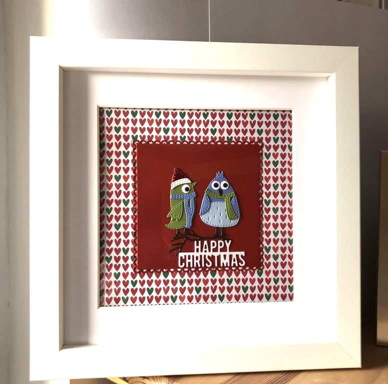 Handmade Christmas Bird Framed Art, Festive Keepsake Gift