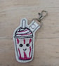 Frappe keychain, machine embroidered keyring