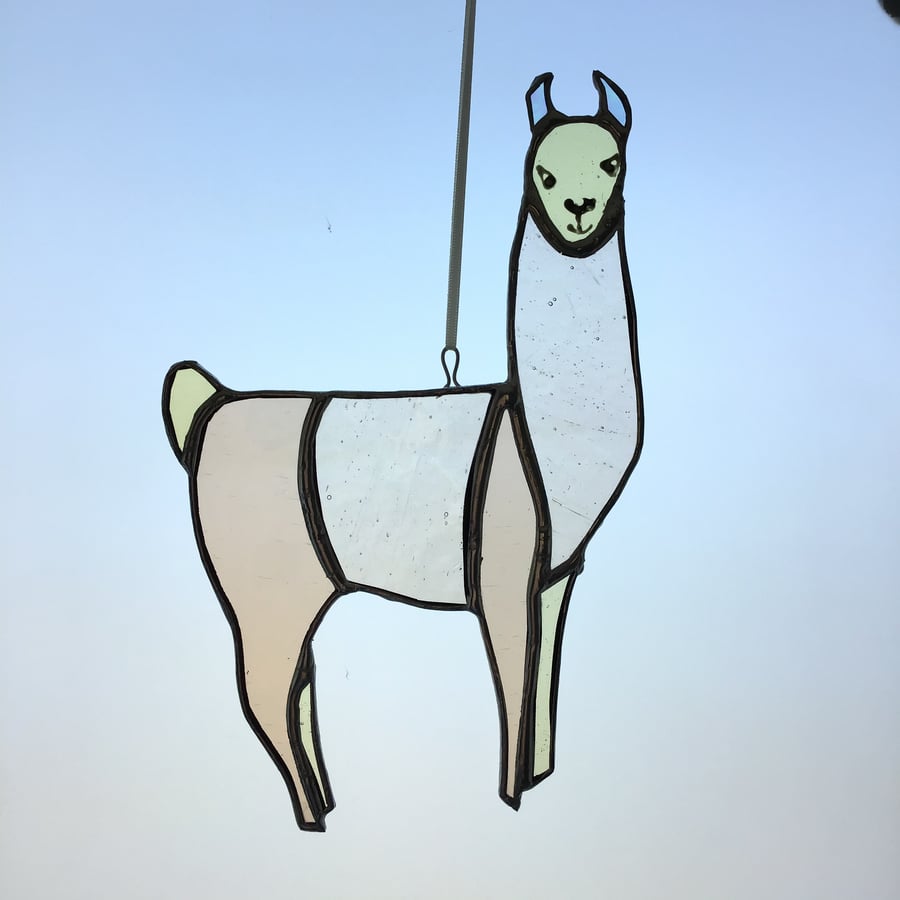 Stained Glass Llama hanging