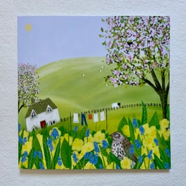 Washing Day, blank greetings card