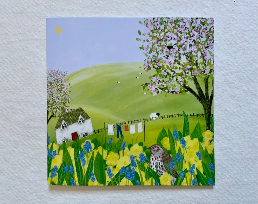 Washing Day, blank greetings card