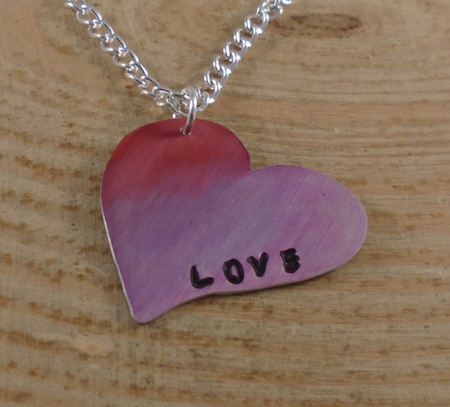 Anodised Aluminium Love Heart Necklace AAN042102