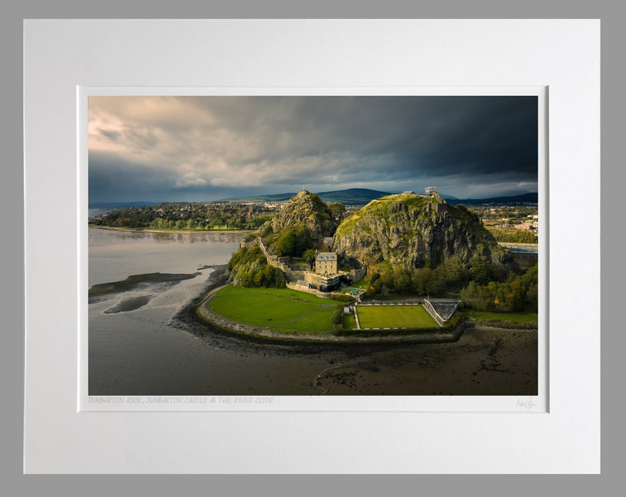 Dumbarton Rock & Castle, Firth of Clyde, Scotland - A3 (50x40cm) Unframed Print