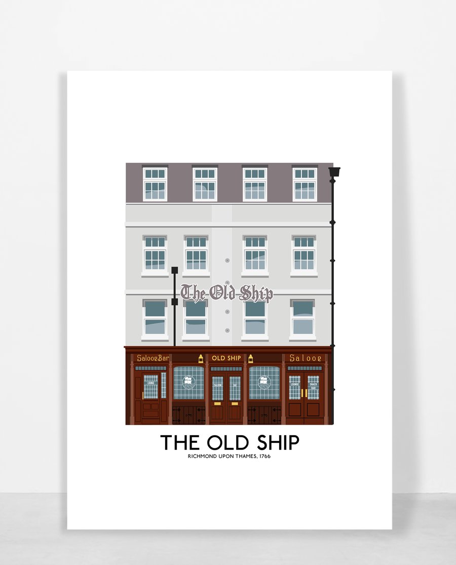 THE OLD SHIP, RICHMOND, A4 Print