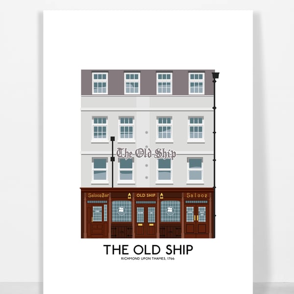 THE OLD SHIP, RICHMOND, A4 Print