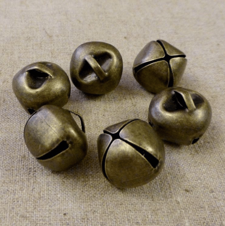 Bronze Colour 20 mm Jingle Bells with Loop Pack of 10