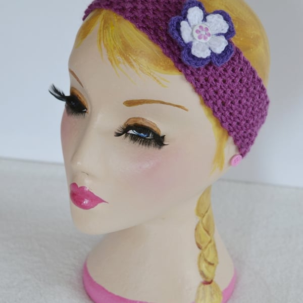 Hyacinth Knitted Headband Ear, 7T - Adult Warmer Chunky Knit Hairband 