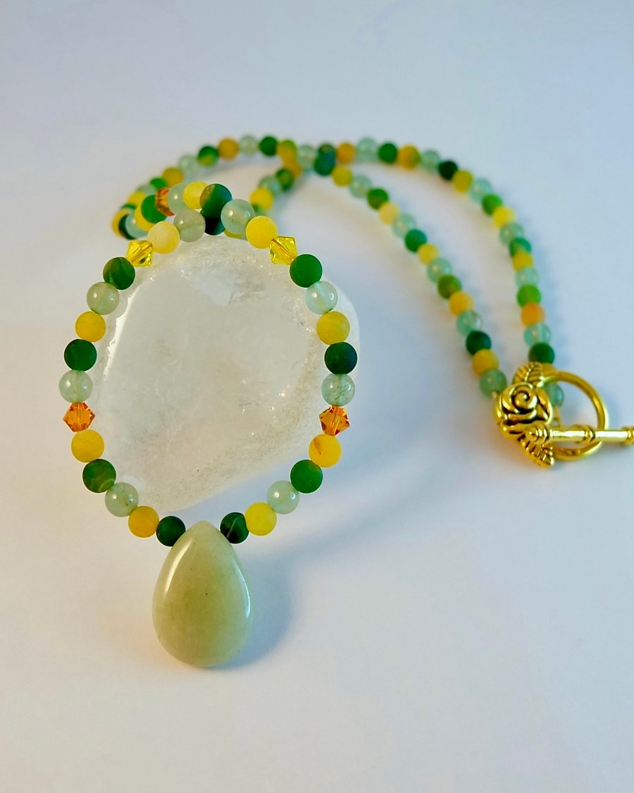 Mixed Agate & Aventurine Necklace, Birthday, Anniversary, Easter, Gifts For Her