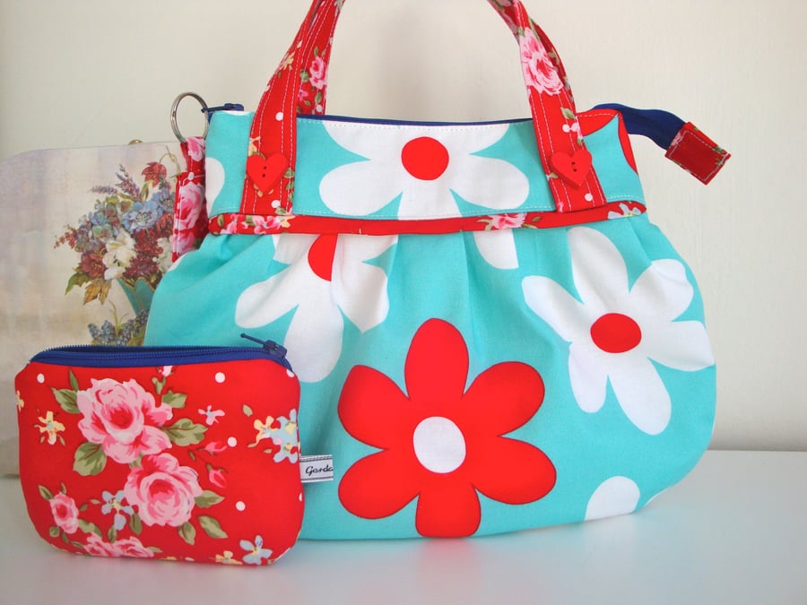 Floral Cotton Mini Handbag - including Purse 