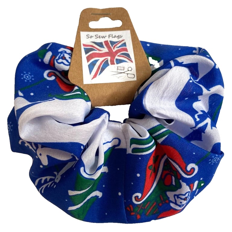 Merry Christmas Xmas Flag Hair Scrunchie Scrunchies Accessory Ties Elastic