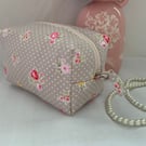 Boxy Cosmetic Bag, Square Zipped Purse, Travel Pouch, Make up Bag