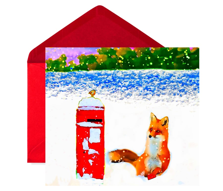 sale - Fox in SnowChristmas Card 