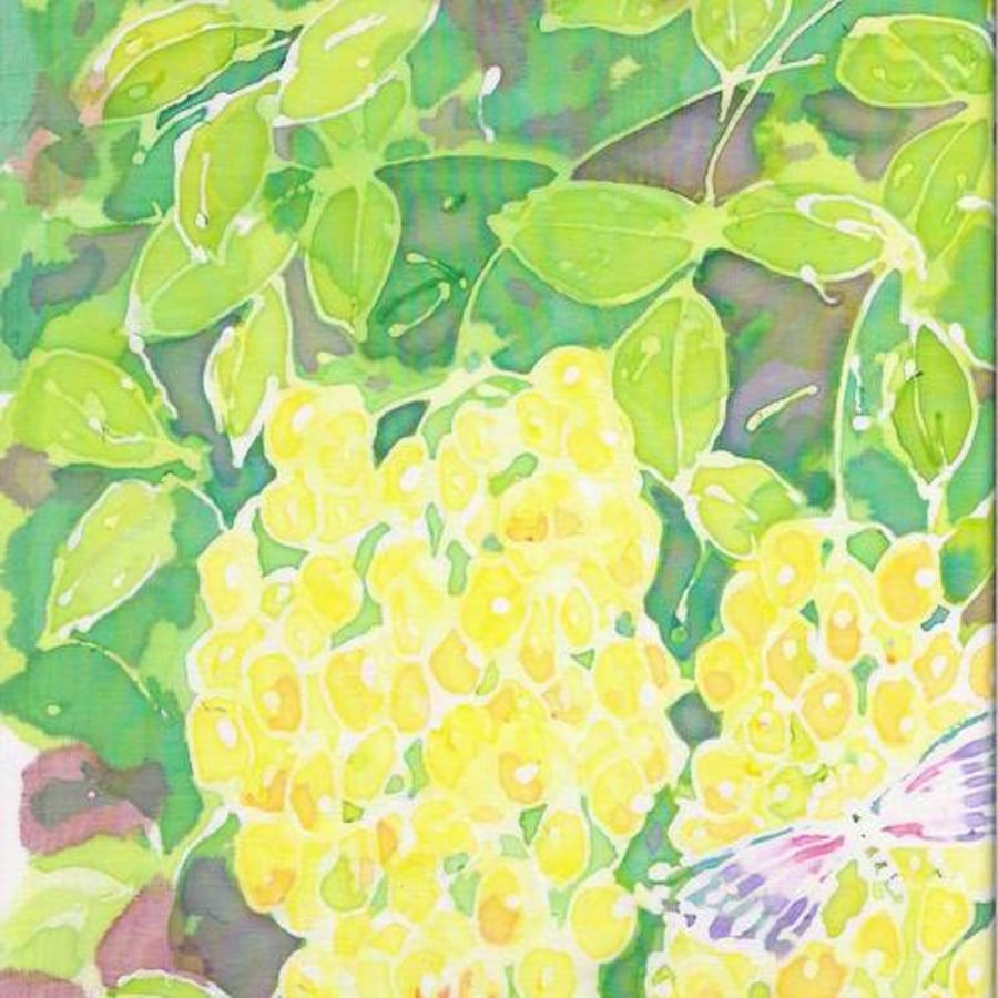 Original silk painting,laburnum flowers