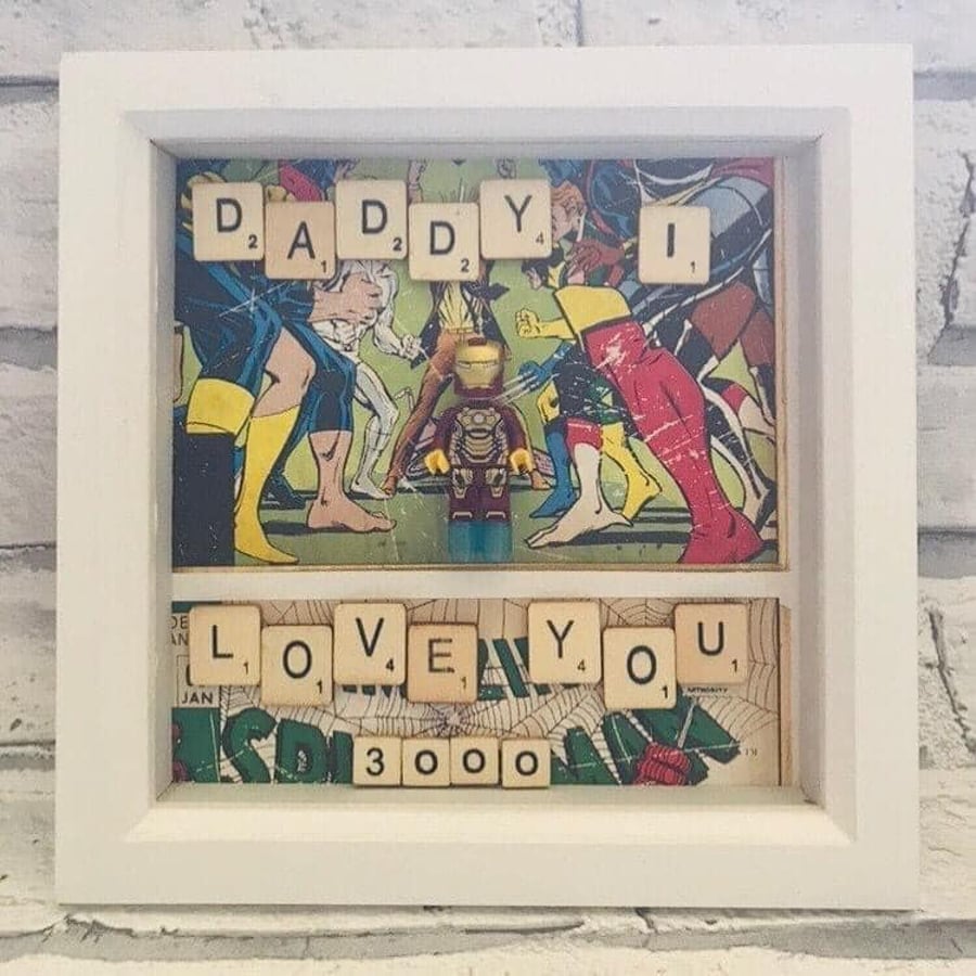 I love you 3000 frame, lego frame, marvel gifts, dad gifts, christmas gifts, 