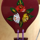 Ceramic hot air balloon hanging decoration with canal art style roses