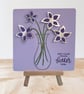Get well card, vase of purple,  silver flowers Perfectly imperfect floral card. - Image 1