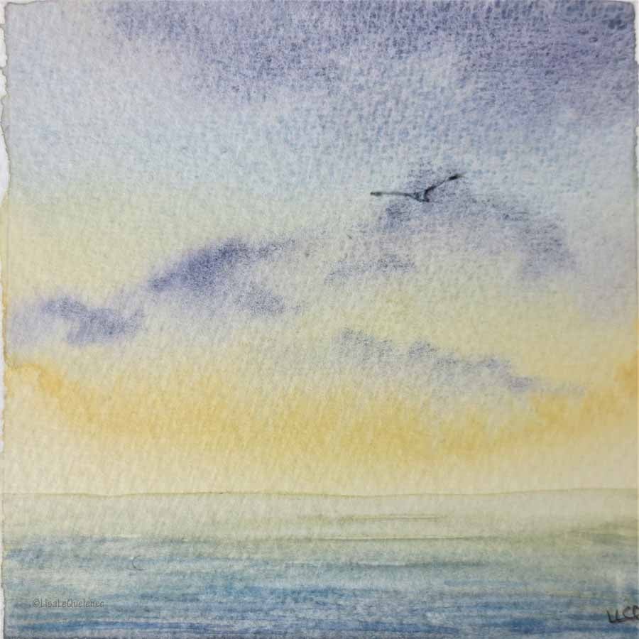 Original sky study in watercolour coastal lockdown painting