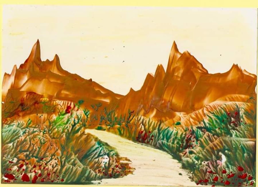 Desert Original Encaustic Art Painting